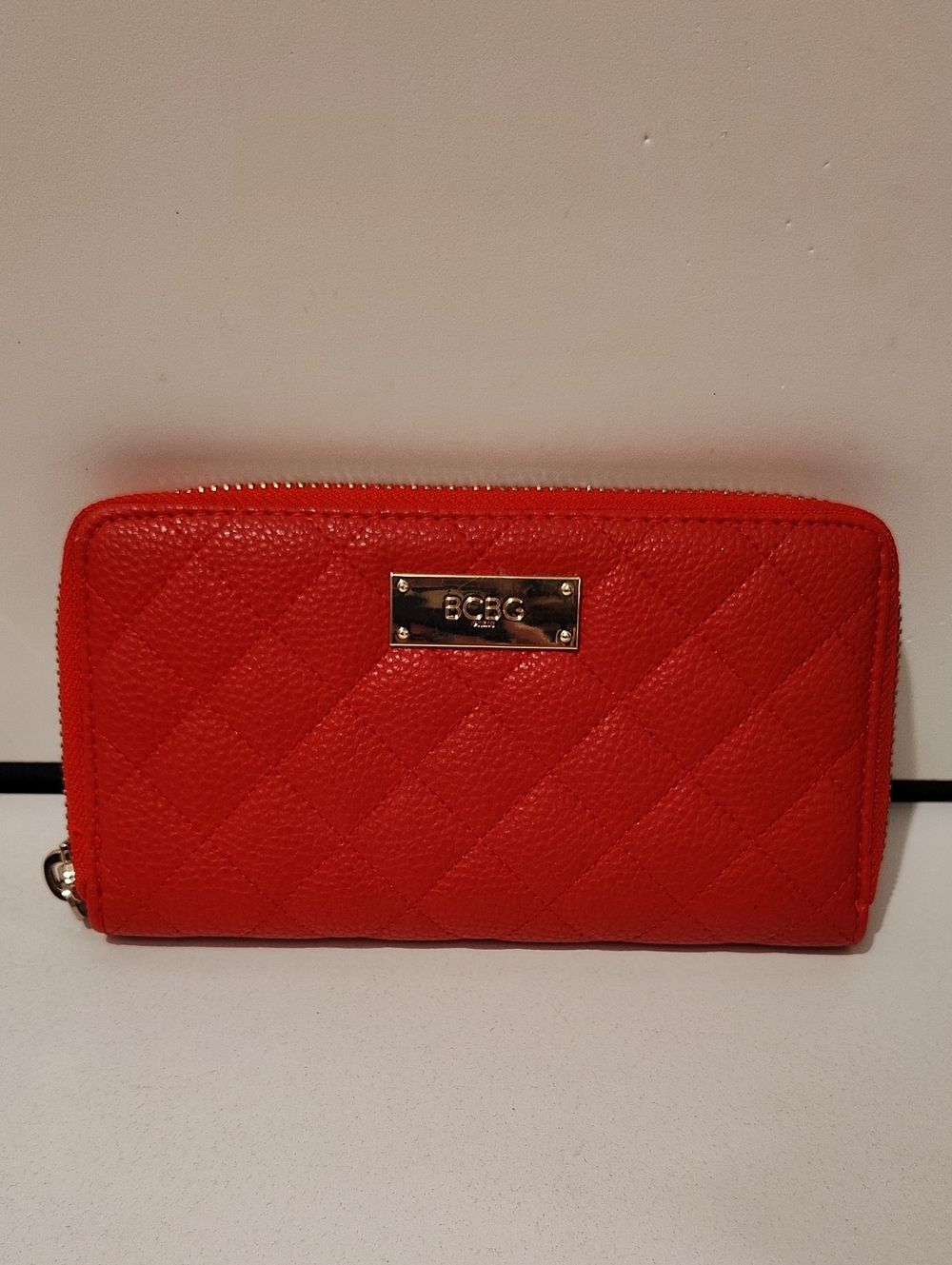 BCBG red quilted zip-around wallet In Red